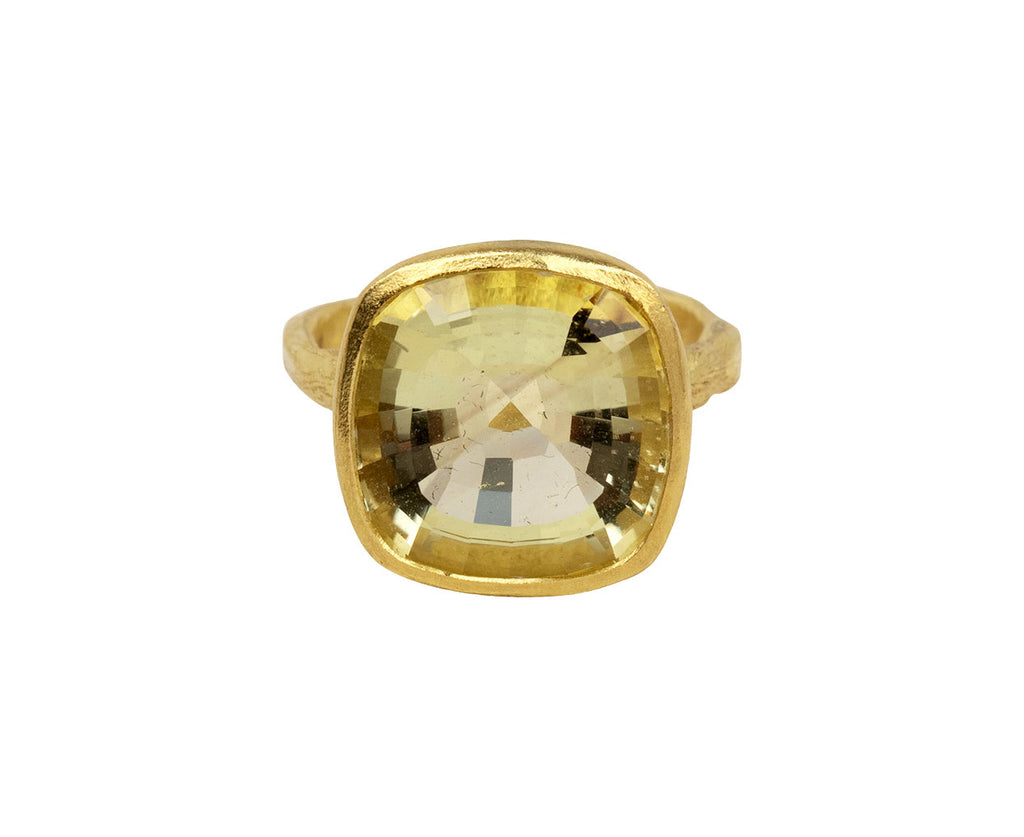 Cushion Cut Lemon Quartz Ring
