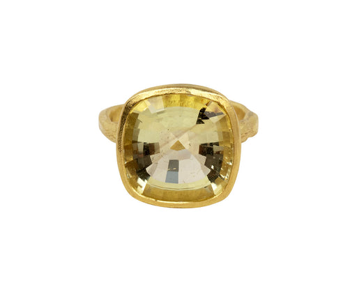 Cushion Cut Lemon Quartz Ring