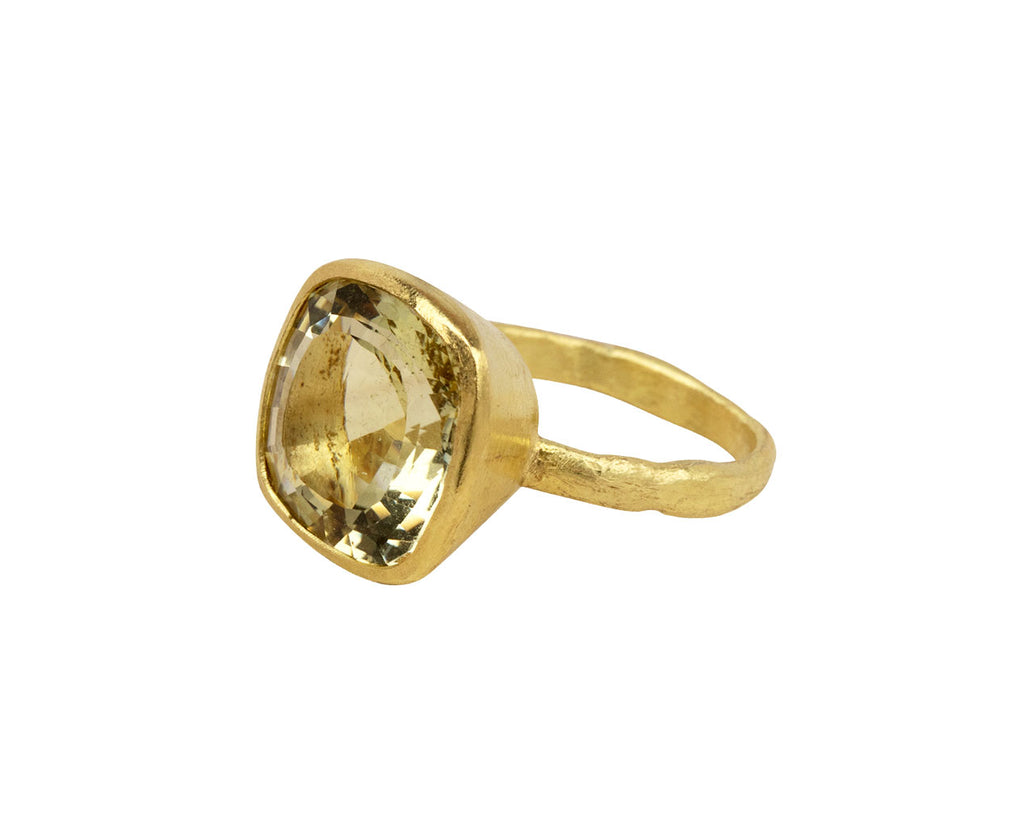 Cushion Cut Lemon Quartz Ring