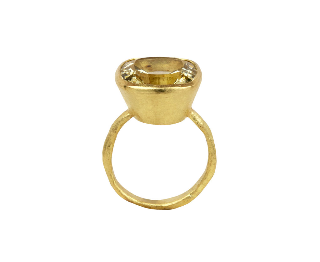 Cushion Cut Lemon Quartz Ring