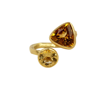 Trapeze Citrine and Yellow Beryl Wrap Ring