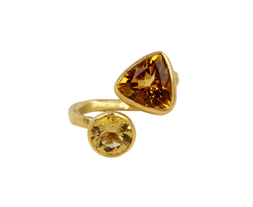 Trapeze Citrine and yellow Beryl Wrap Ring