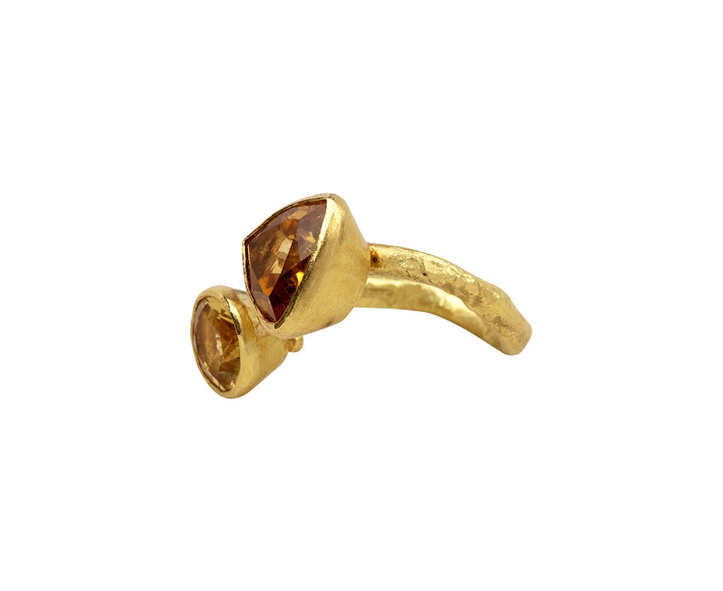 Trapeze Citrine and yellow Beryl Wrap Ring