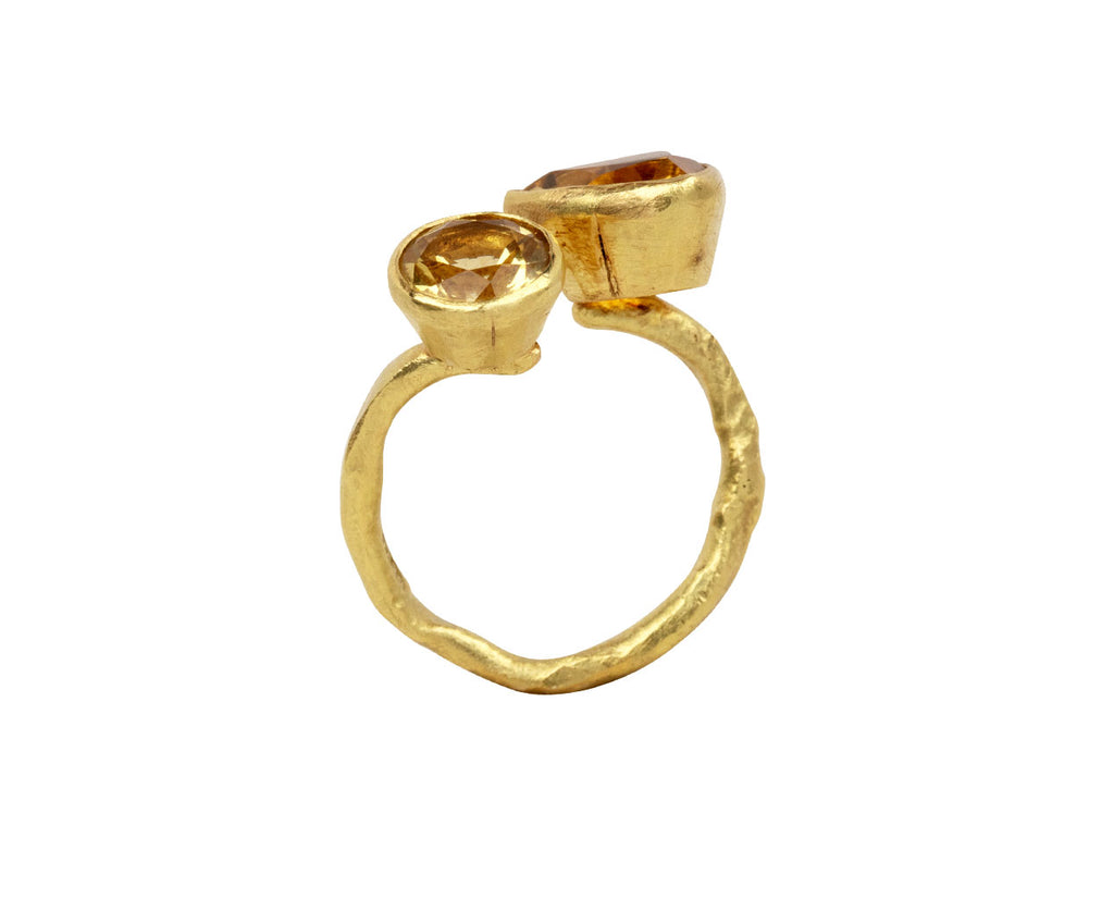 Trapeze Citrine and yellow Beryl Wrap Ring