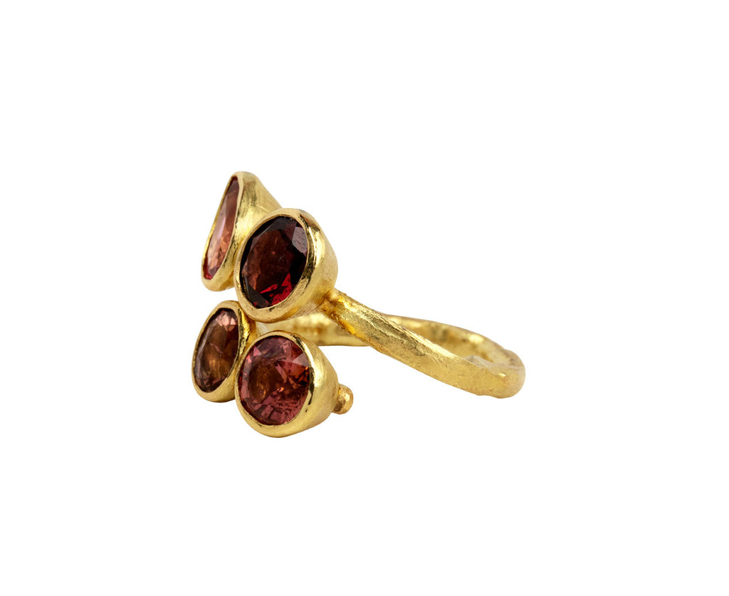 Tourmaline and Garnet Four Stone Ring