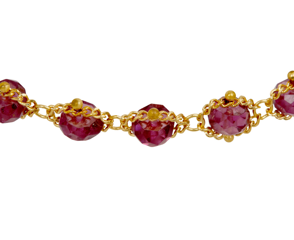 Amali Rhodolite Garnet Textile Bracelet - closeup