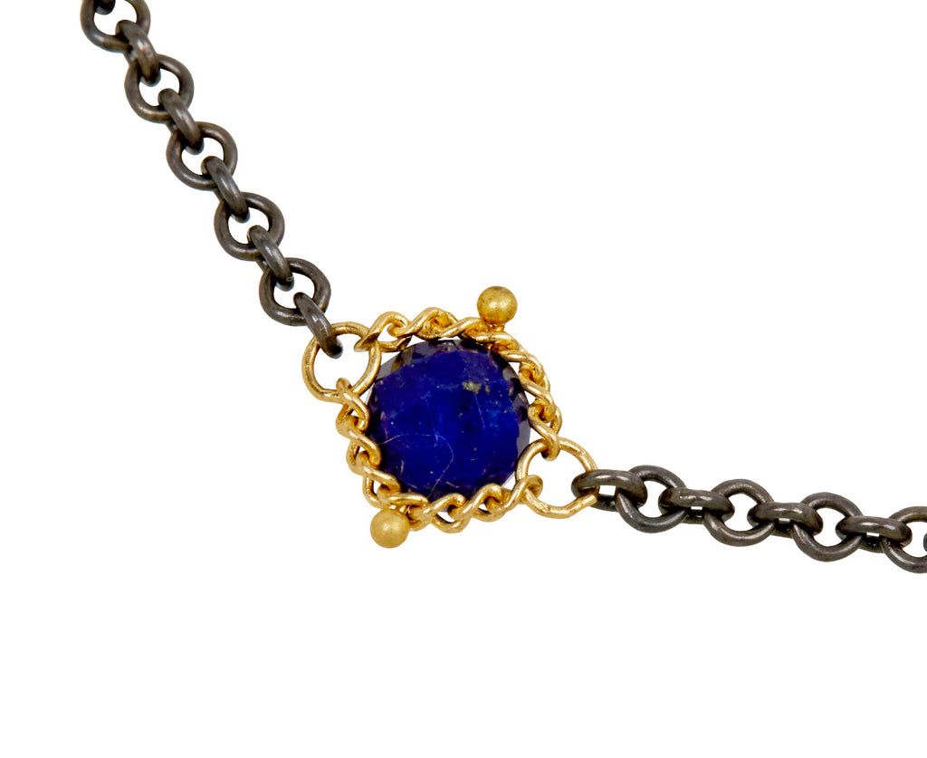 Amali Lapis Textile Chain Bracelet - closeup