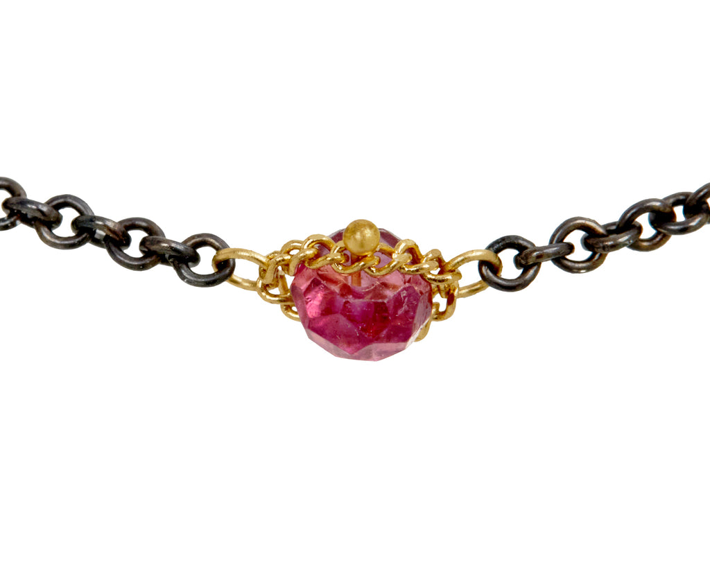 Amali Rhodolite Garnet Textile Chain Bracelet - closeup