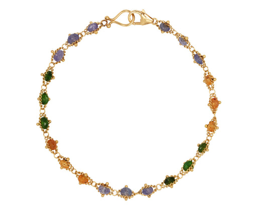 Amali Green Tourmaline, Tanzanite and Garnet Woven Textile Bracelet