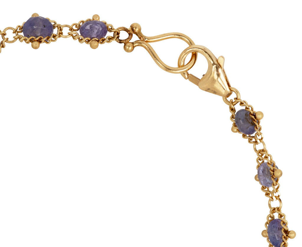 Green Tourmaline, Tanzanite and Garnet Woven Textile Bracelet