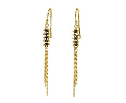 Amali Black Diamond Textile Tassel Earrings