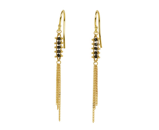 Amali Black Diamond Textile Tassel Earrings