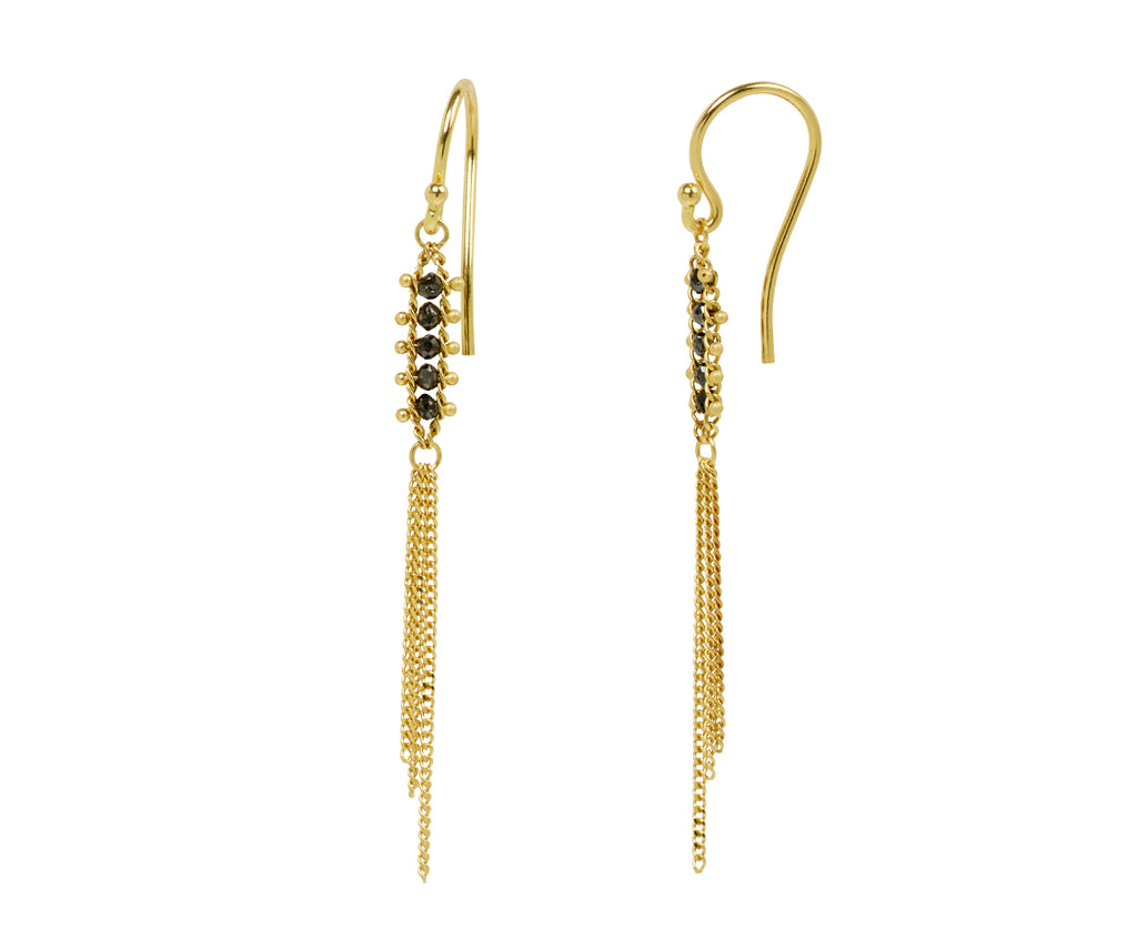 Black Diamond Textile Tassel Earrings