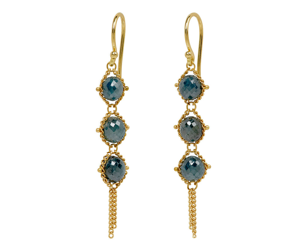 Amali Blue Diamond Textile Drop Earrings