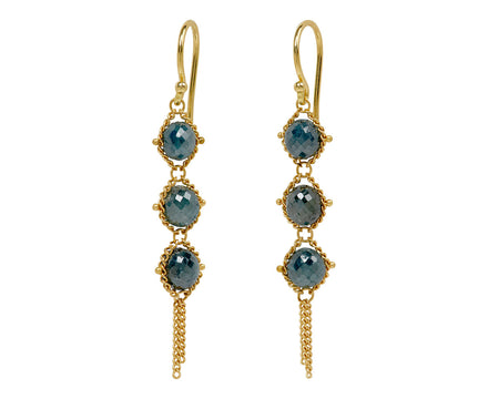 Amali Blue Diamond Textile Drop Earrings