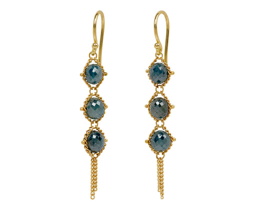 Amali Blue Diamond Textile Drop Earrings