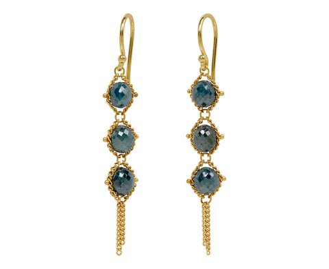 Amali Blue Diamond Textile Drop Earrings