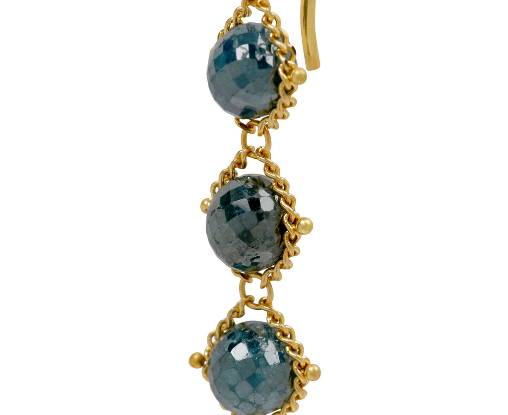 Amali Blue Diamond Textile Drop Earrings - closeup