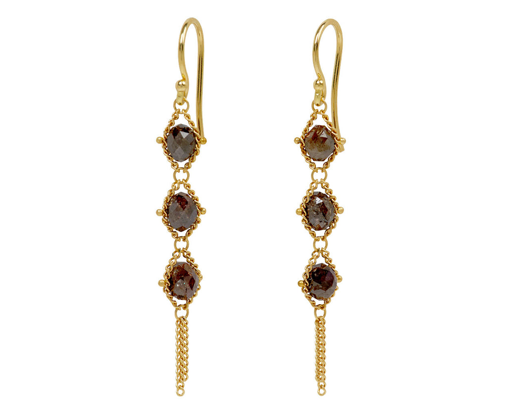 Amali Brown Diamond Textile Drop Earrings