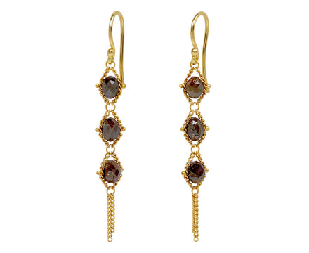 Amali Brown Diamond Textile Drop Earrings