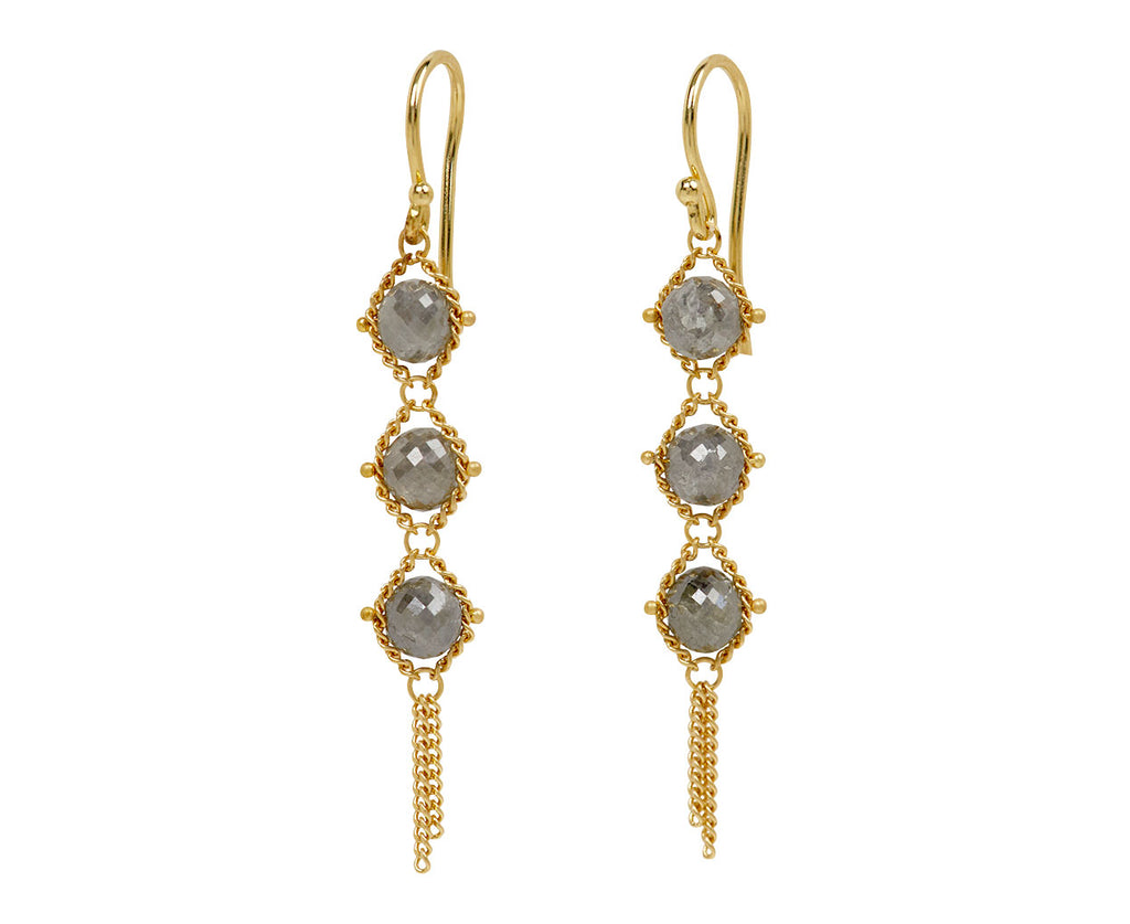 Amali Grey Diamond Textile Drop Earrings