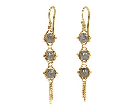 Amali Grey Diamond Textile Drop Earrings