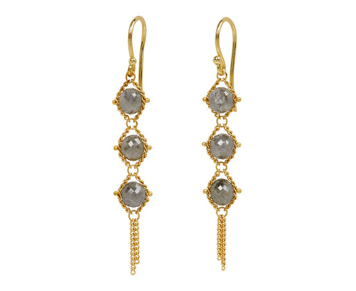 Amali Grey Diamond Textile Drop Earrings