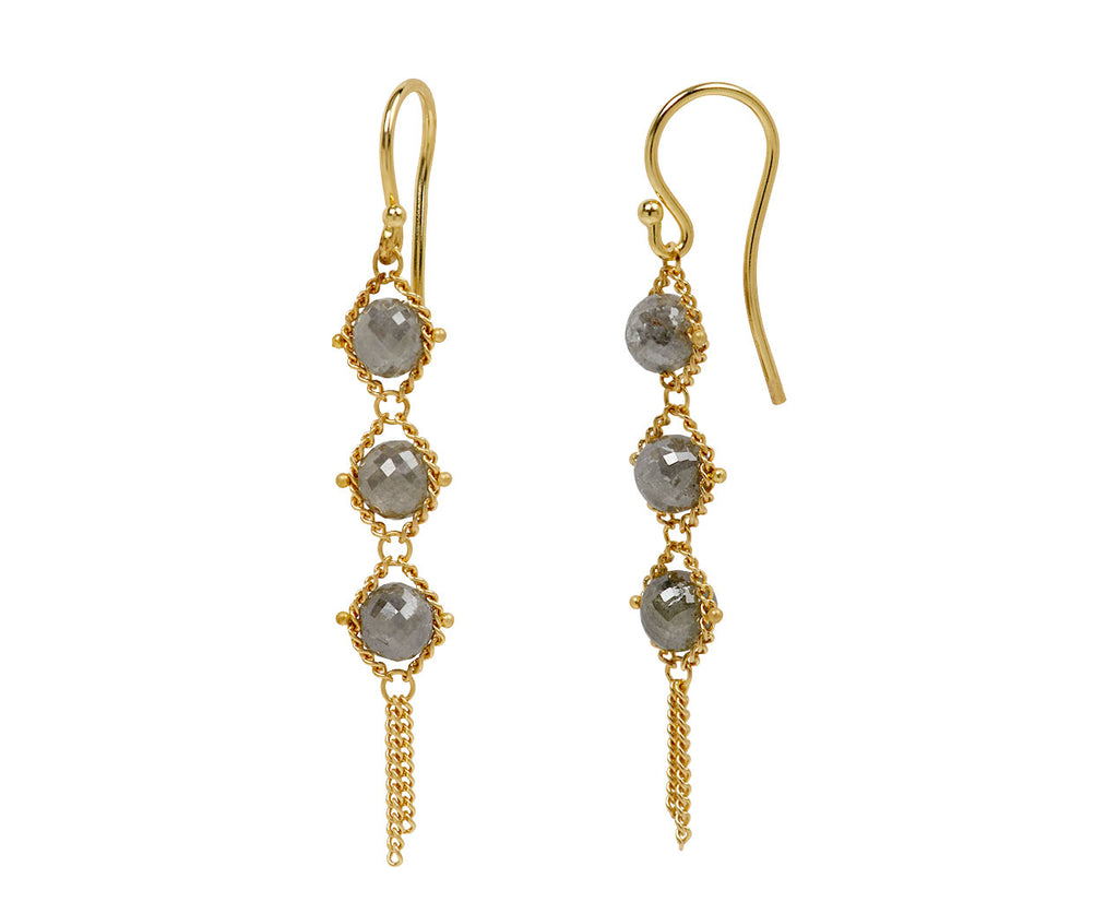 Amali Grey Diamond Textile Drop Earrings - side