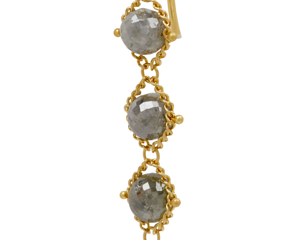 Amali Grey Diamond Textile Drop Earrings - closeup