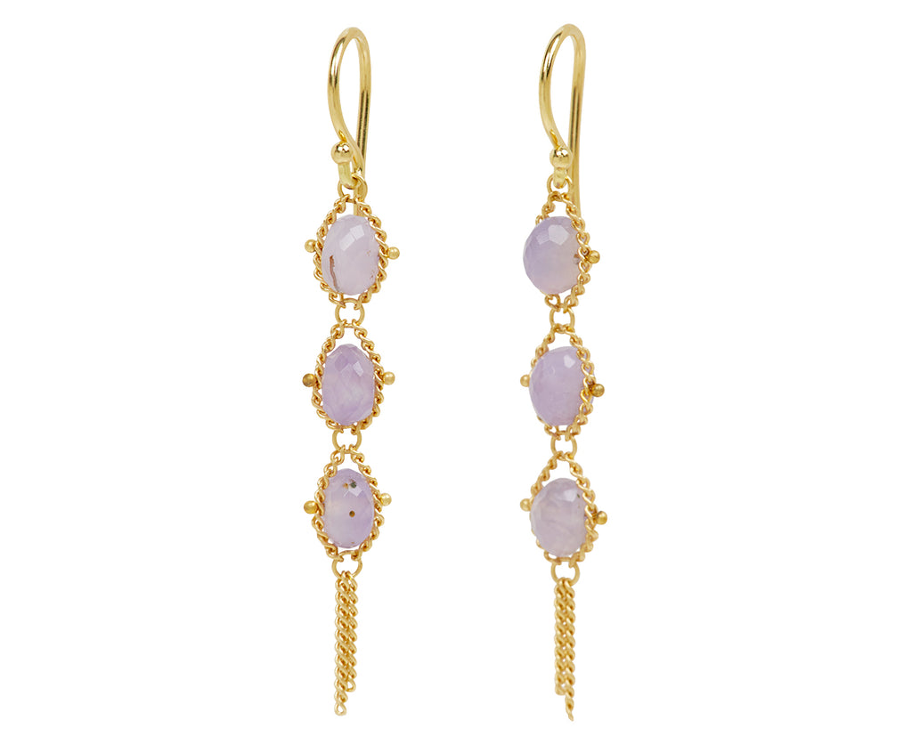 Amali Holly Blue Chalcedony Textile Drop Earrings