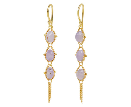Amali Holly Blue Chalcedony Textile Drop Earrings