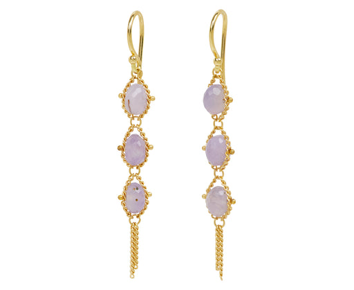 Amali Holly Blue Chalcedony Textile Drop Earrings