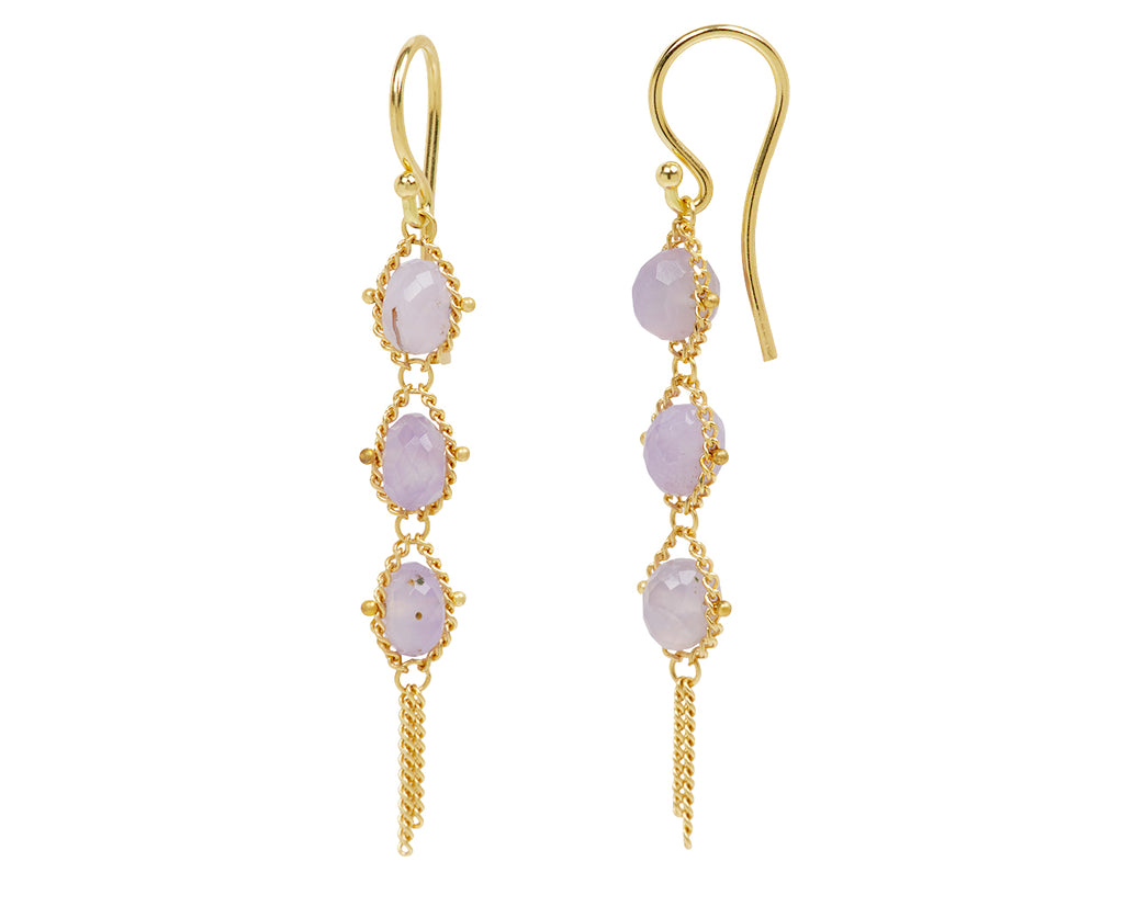 Amali Holly Blue Chalcedony Textile Drop Earrings - side