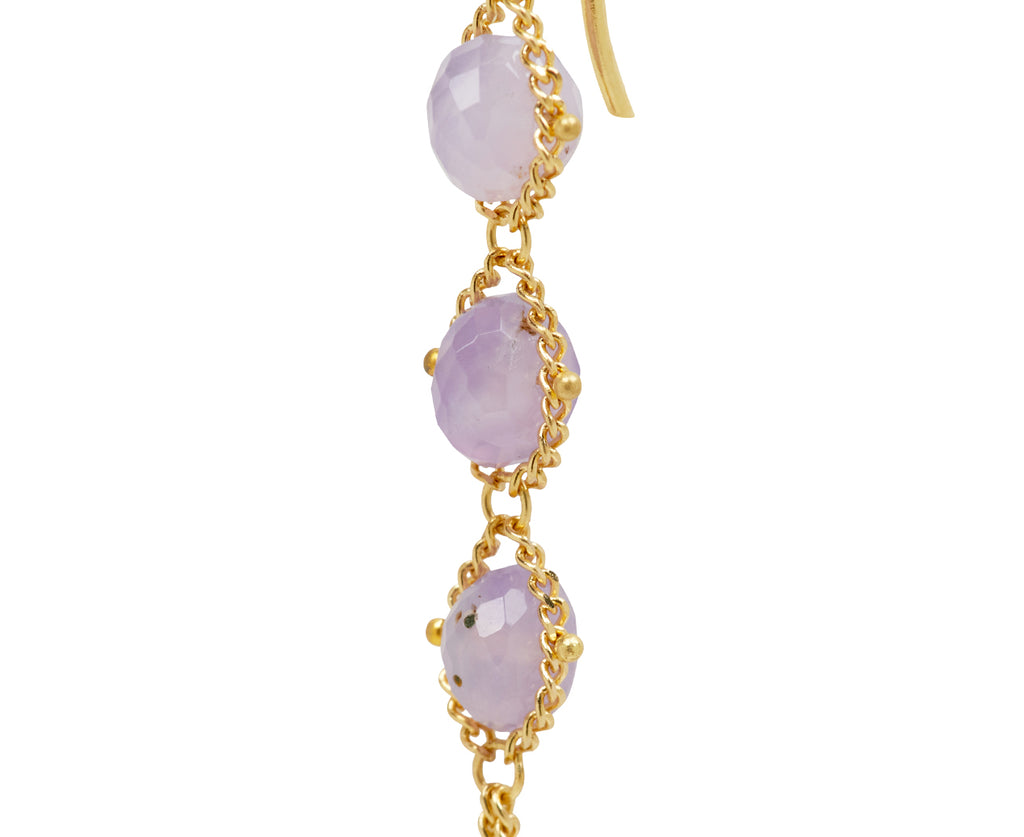 Amali Holly Blue Chalcedony Textile Drop Earrings - closeup