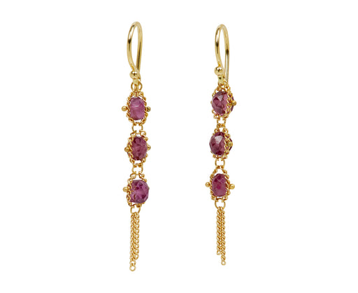 Amali Rhodolite Garnet Textile Drop Earrings