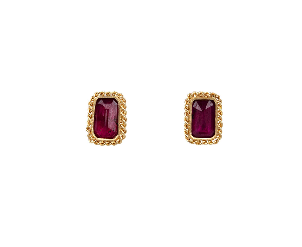 Shop Beautiful White N Ruby Red Stones Stud Earrings Online at Best Price |  Cbazaar