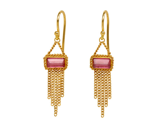 Pink Tourmaline Fringe Earrings