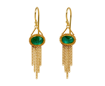Emerald Fringe Earrings