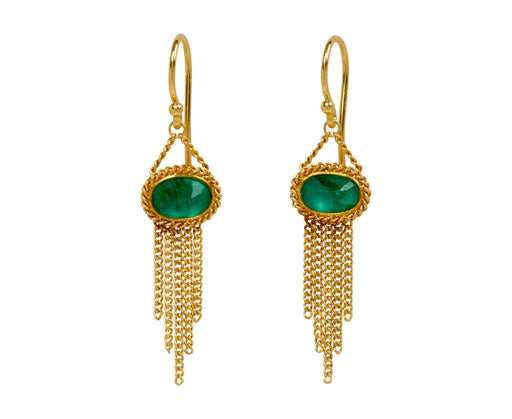 Emerald Fringe Earrings