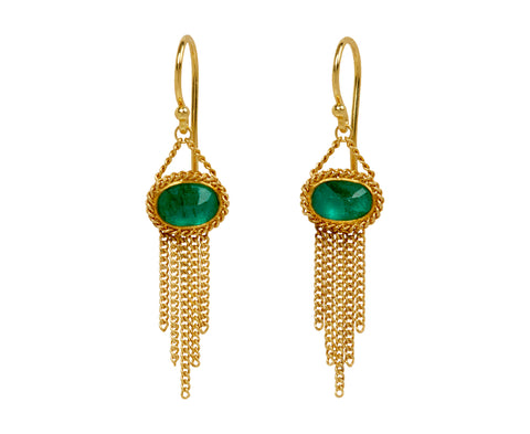 Emerald Fringe Earrings