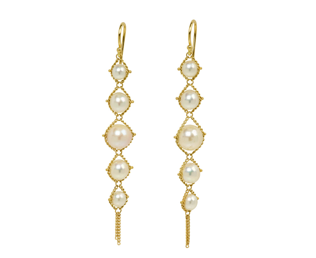 Amali Graduated Akoya Pearl Textile Earrings
