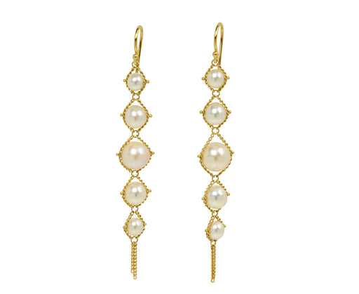 Amali Graduated Akoya Pearl Textile Earrings