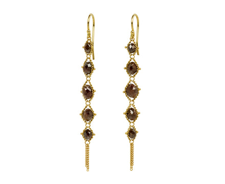 Brown Diamond Woven Earrings