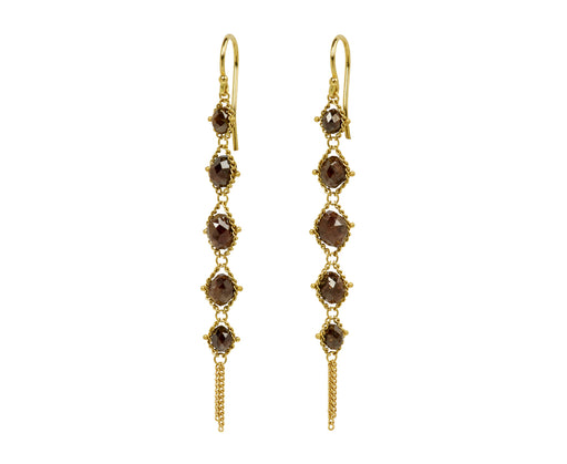 Brown Diamond Woven Earrings