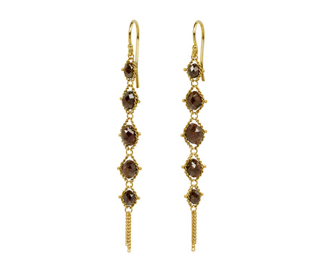 Brown Diamond Woven Earrings