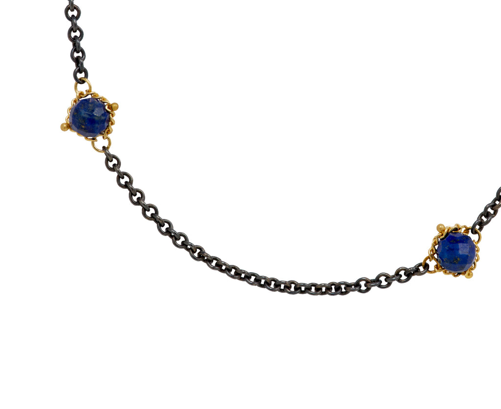 Amali Lapis Textile Station Necklace - closeup