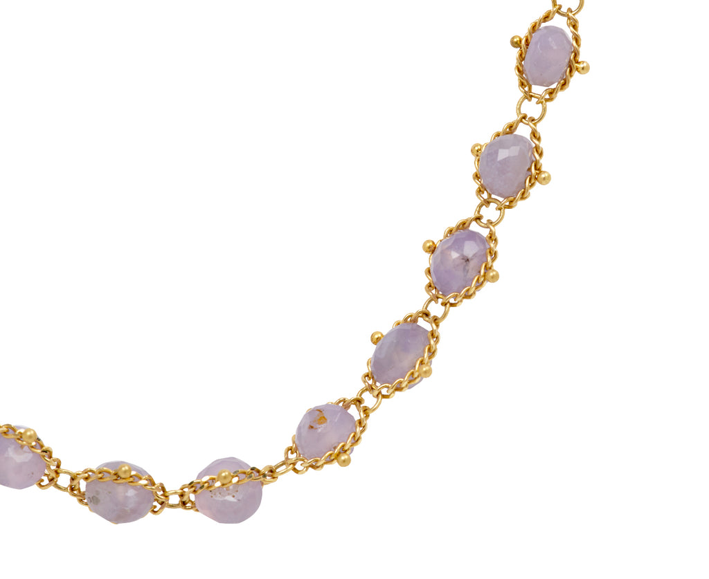 Amali Holly Blue Chalcedony Woven Necklace - closeup