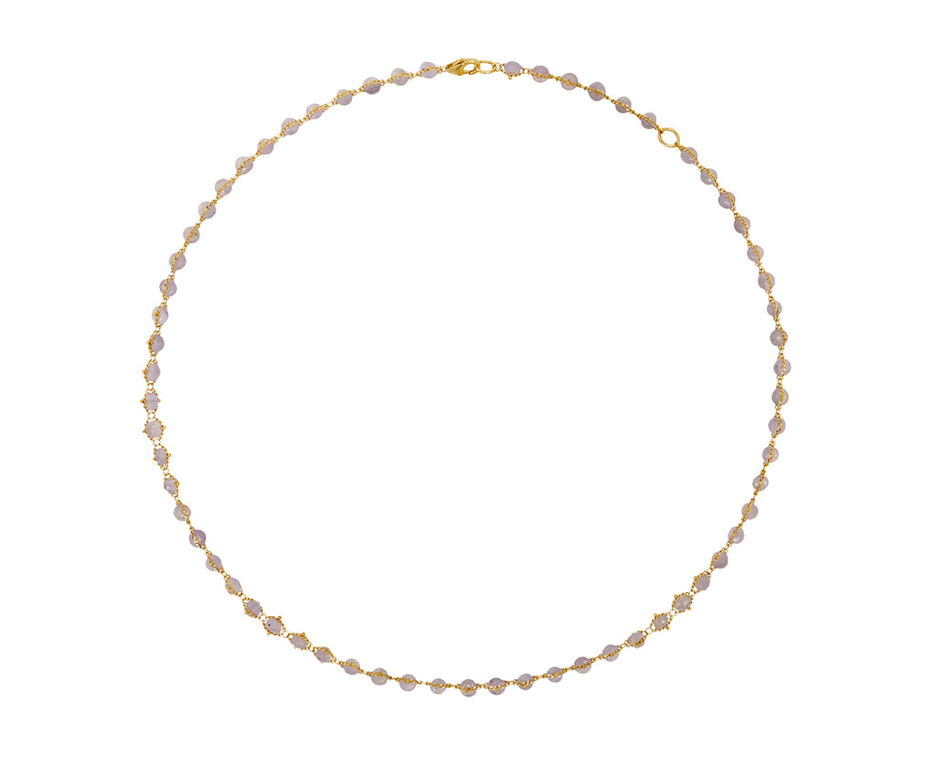 Amali Holly Blue Chalcedony Woven Necklace - top down