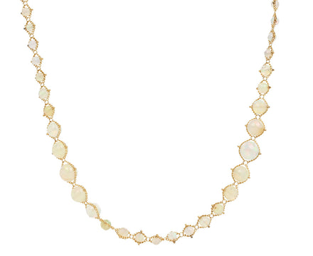 Amali Graduated Faceted Opal Woven Textile Necklace