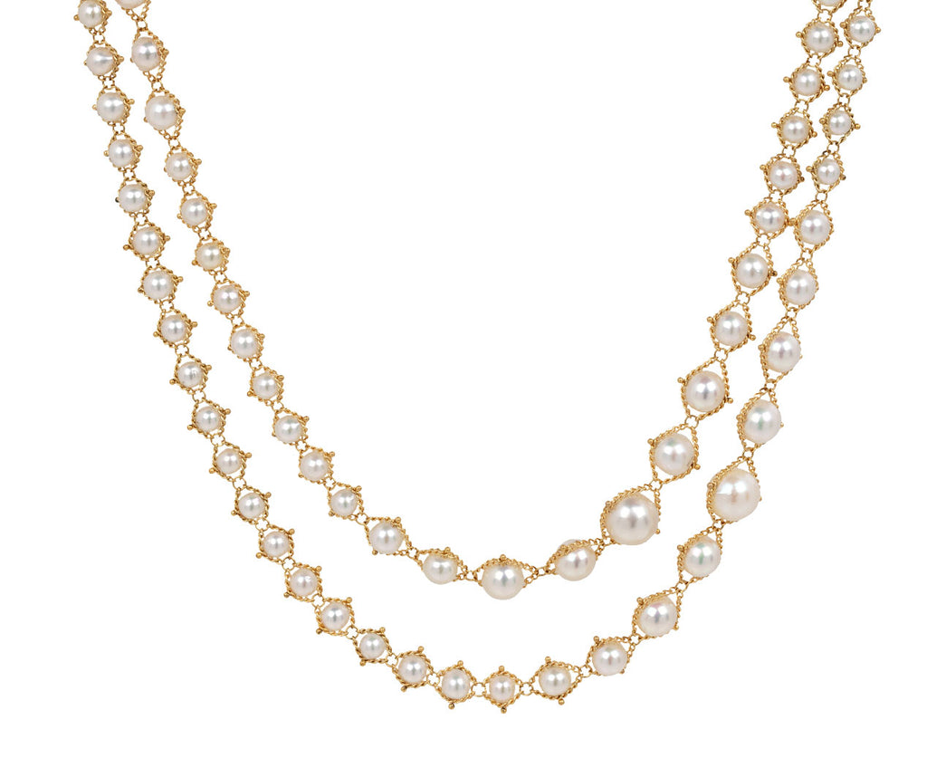 Graduated Pearl Textile Necklace